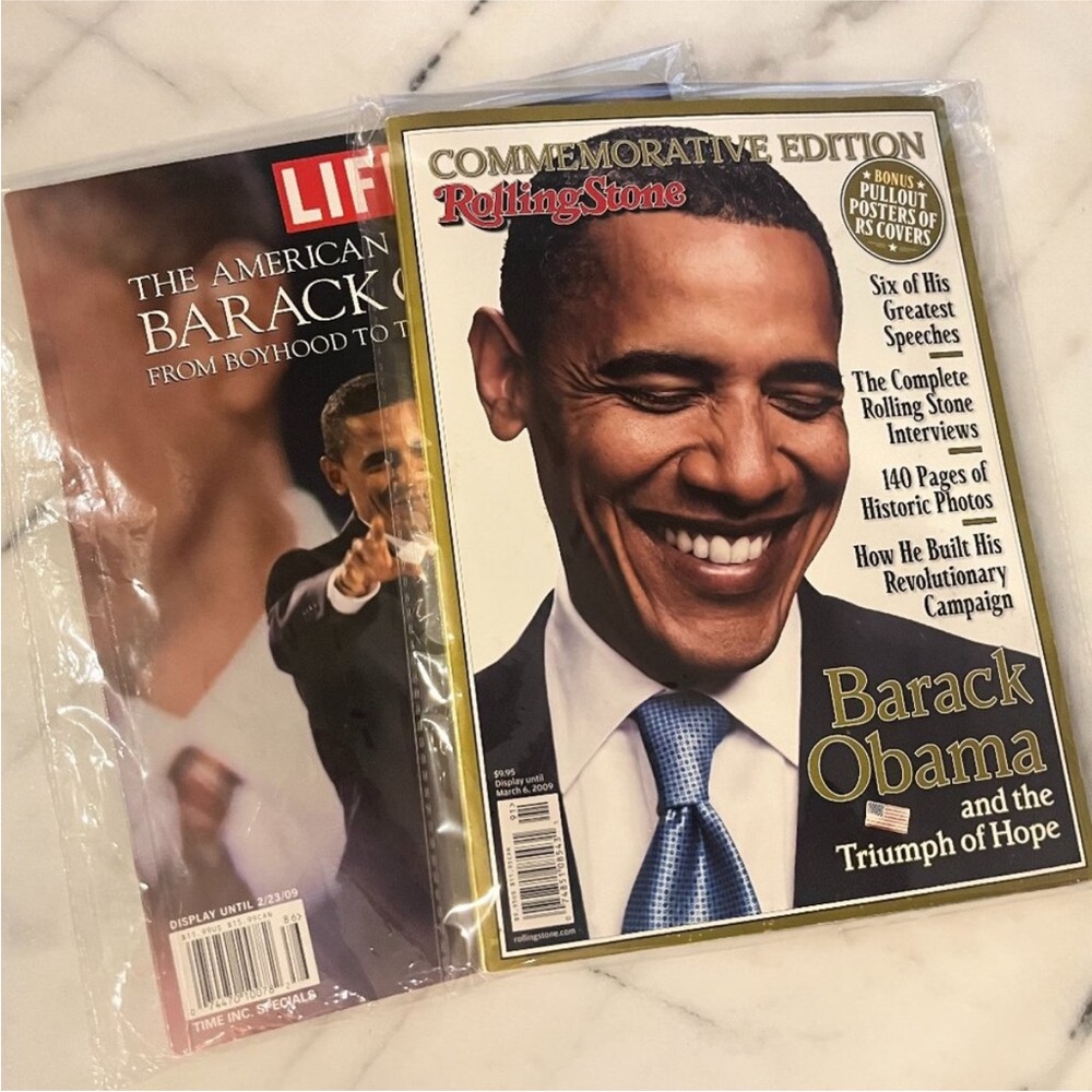 Barack Obama Vintage Life and Rolling Stone 2008 Magazine Print Set